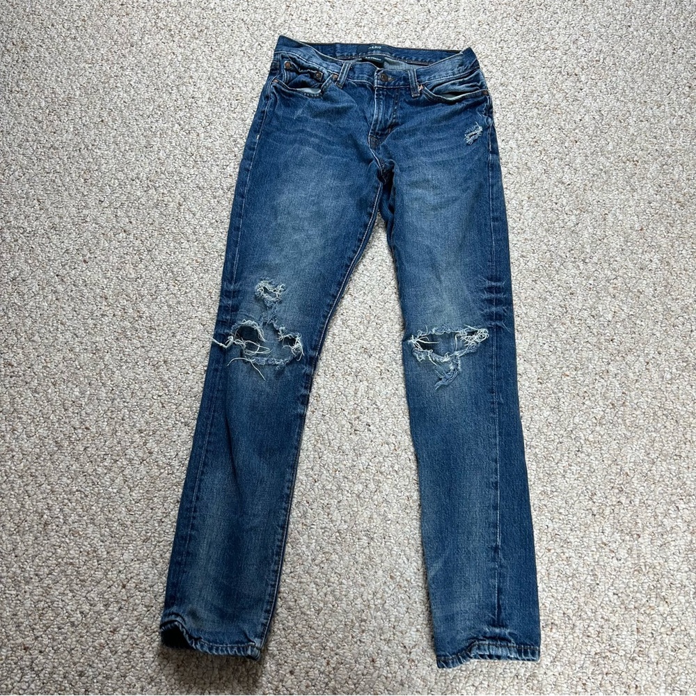 Aeropostale Slim Straight Denim Blue Jeans Mens Size 28x32 Med Distressed